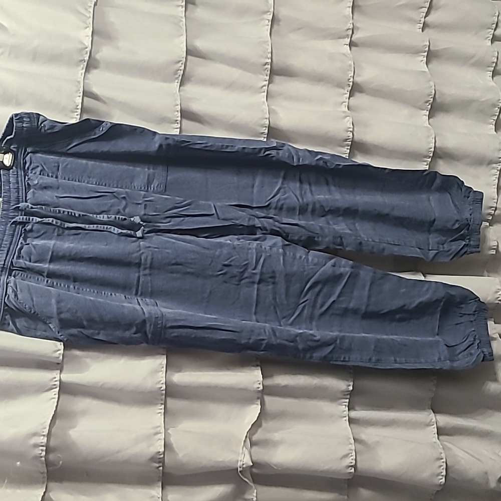 Womens PINK jean joggers, large